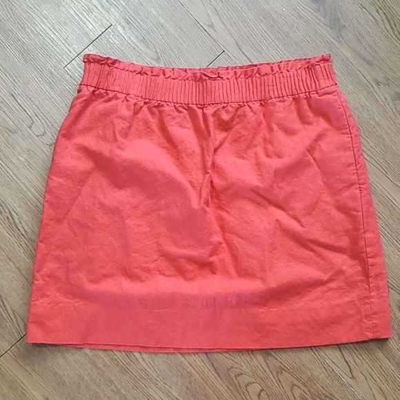 J. Crew Coral Salmon 55% Linen Blend Knee Length Mini Skirt Womens Size 10 - Picture 3 of 13